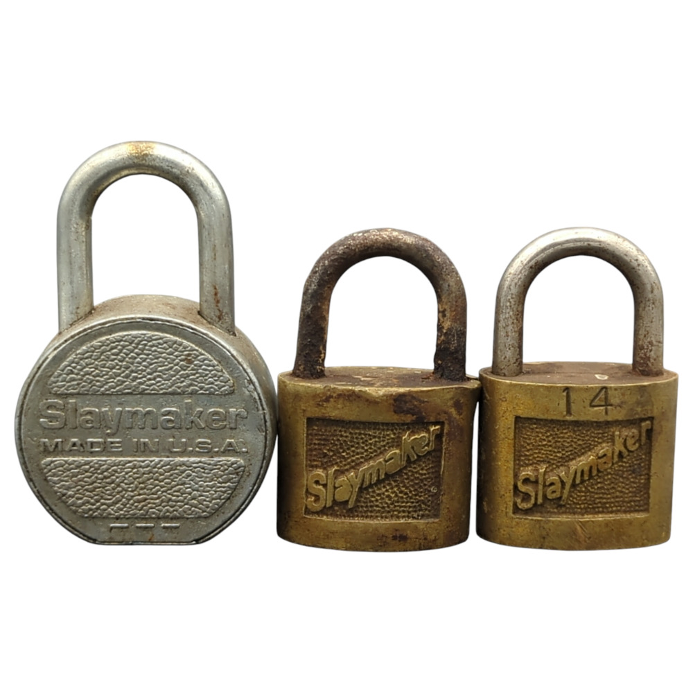 Vintage Slaymaker Padlock Locks‎ Brass Steel Small Padlock Lot Of 3 Metal Locks